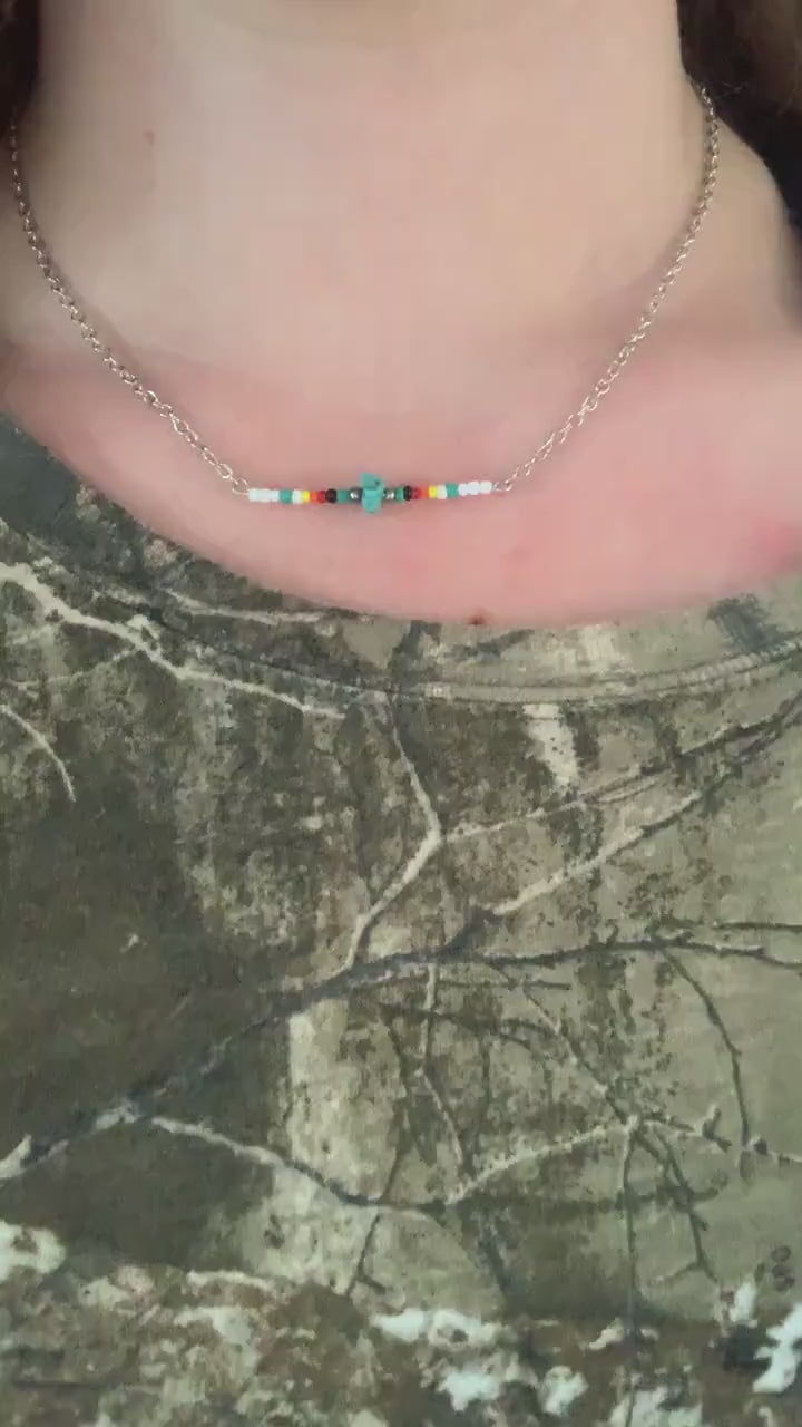 Turquoise Aztec Color Bar Necklace